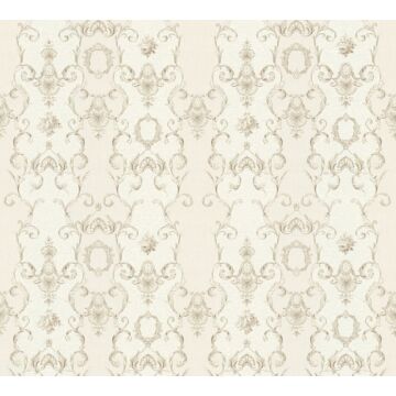 wallpaper baroque print gray and cream beige from A.S. Création