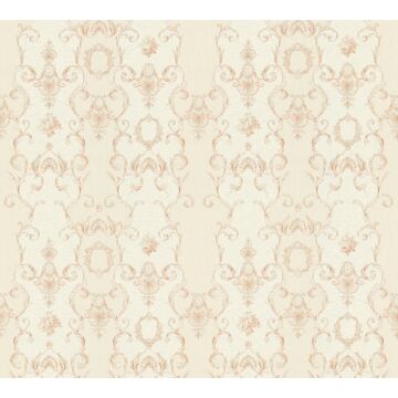 wallpaper baroque print rust brown, beige and cream beige from A.S. Création