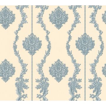 wallpaper baroque print blue and cream beige from A.S. Création