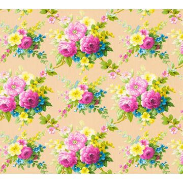 wallpaper flowers multi color, pink, yellow, green and pink from A.S. Création
