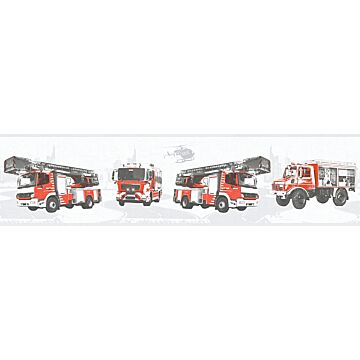 wallpaper fire trucks red and warm gray from A.S. Création