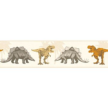 wallpaper border dinosaurs beige and orange from A.S. Création