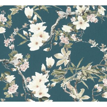 wallpaper floral pattern blue, green and pink from Michalsky Living