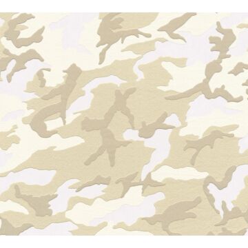 wallpaper camouflage white, beige and brown from A.S. Création