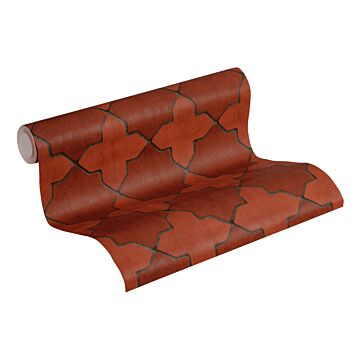 wallpaper tile motif red from Livingwalls