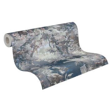 wallpaper wooded landscape grayed vintage blue from A.S. Création