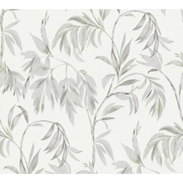 wallpaper floral pattern gray, green and white from A.S. Création