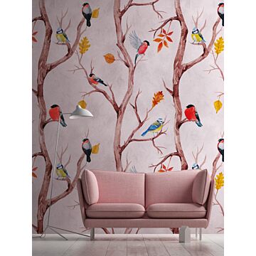 wall mural Vintage Landscape pink, brown, yellow, orange and blue from One Wall one Role