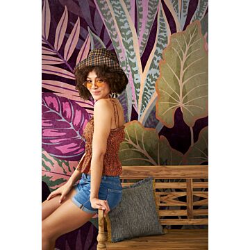 wall mural jungle lilac purple, green, beige and pink from One Wall one Role