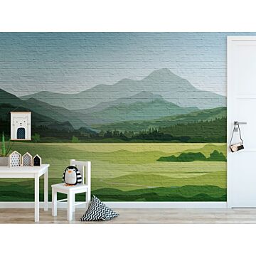 wall mural mountains green, blue and gray from One Wall one Role
