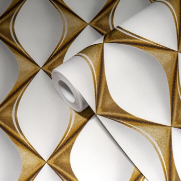 wallpaper 3D print gold, white and gray from Livingwalls