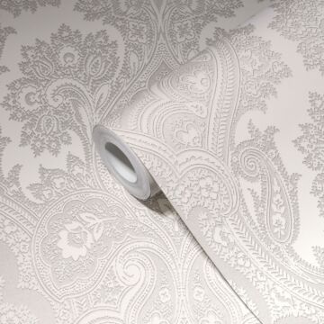 wallpaper baroque print silver and gray from Livingwalls
