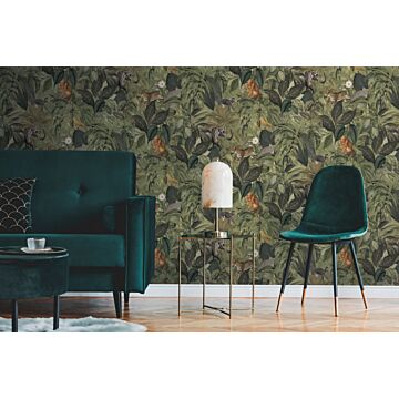 wallpaper jungle green, gray, brown and yellow from Livingwalls