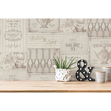 wallpaper tile motif gray and white from Livingwalls