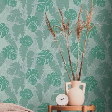 wallpaper palm trees green and silver from Livingwalls