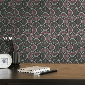 wallpaper graphic motif red, green and black from Livingwalls