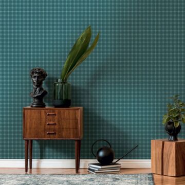 wallpaper figurative design green, teal and white from Livingwalls