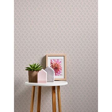 wallpaper floral pattern cream beige, blue and gray from Livingwalls
