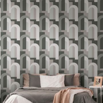 wallpaper art deco motif gray and black from Livingwalls